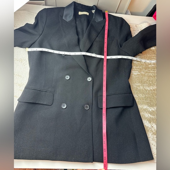 AMANDA SMITH Vintage Black Double Breasted Blazer NWT Satin & Metallic | Size 10 - Picture 12 of 13